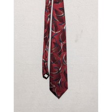 Oscar de la Renta Studio Mens Tie Burgundy Blue Abstract Swirl Made in USA