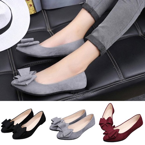 Mujeres Zapatos planos sin cordones Zapatos planos Trabajo Damas Punta puntiaguda Imitación Gamuza Vestido Zapato - Imagen 1 de 48