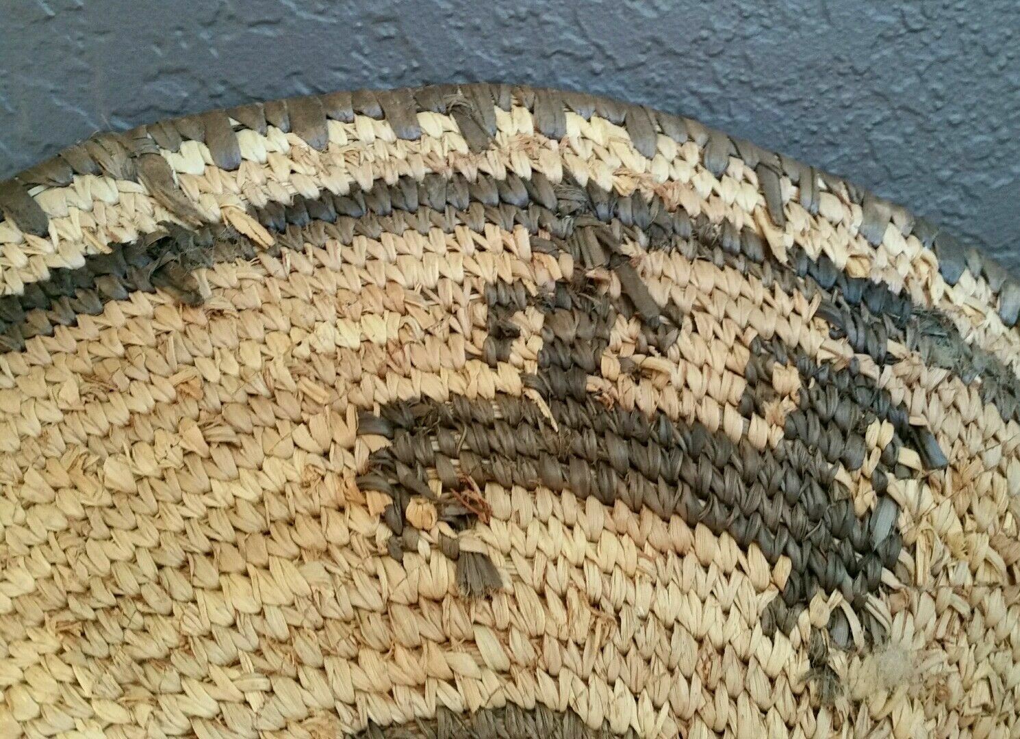 Beautiful Antique 13in African Intricate Woven Basket 