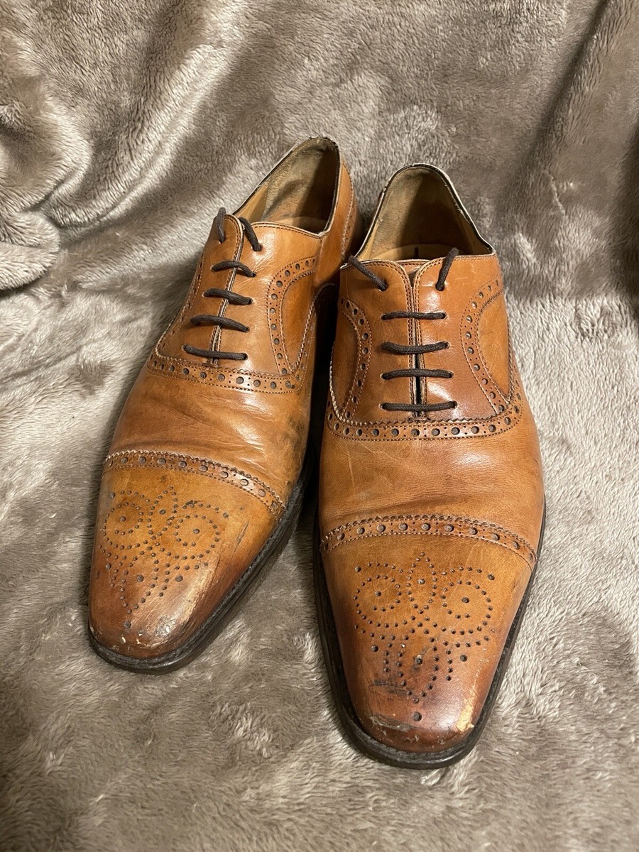 Magnanni Galen Shoes Mens Size 9.5 M Brown Wing Tip Cognac Brogue 13975 Spain Magnanni Brogue Derby Medallion Toe Oxford Cognac Mens Dress  main image 3