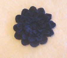 Crocheted Navy Blue 4-Layered Mum Flower Applique Medium Quilting Sewing