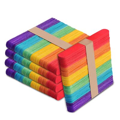 500 Pack 6Inch Jumbo Craft Sticks Colorful Wooden Popsicle Sticks for DIY Crafts