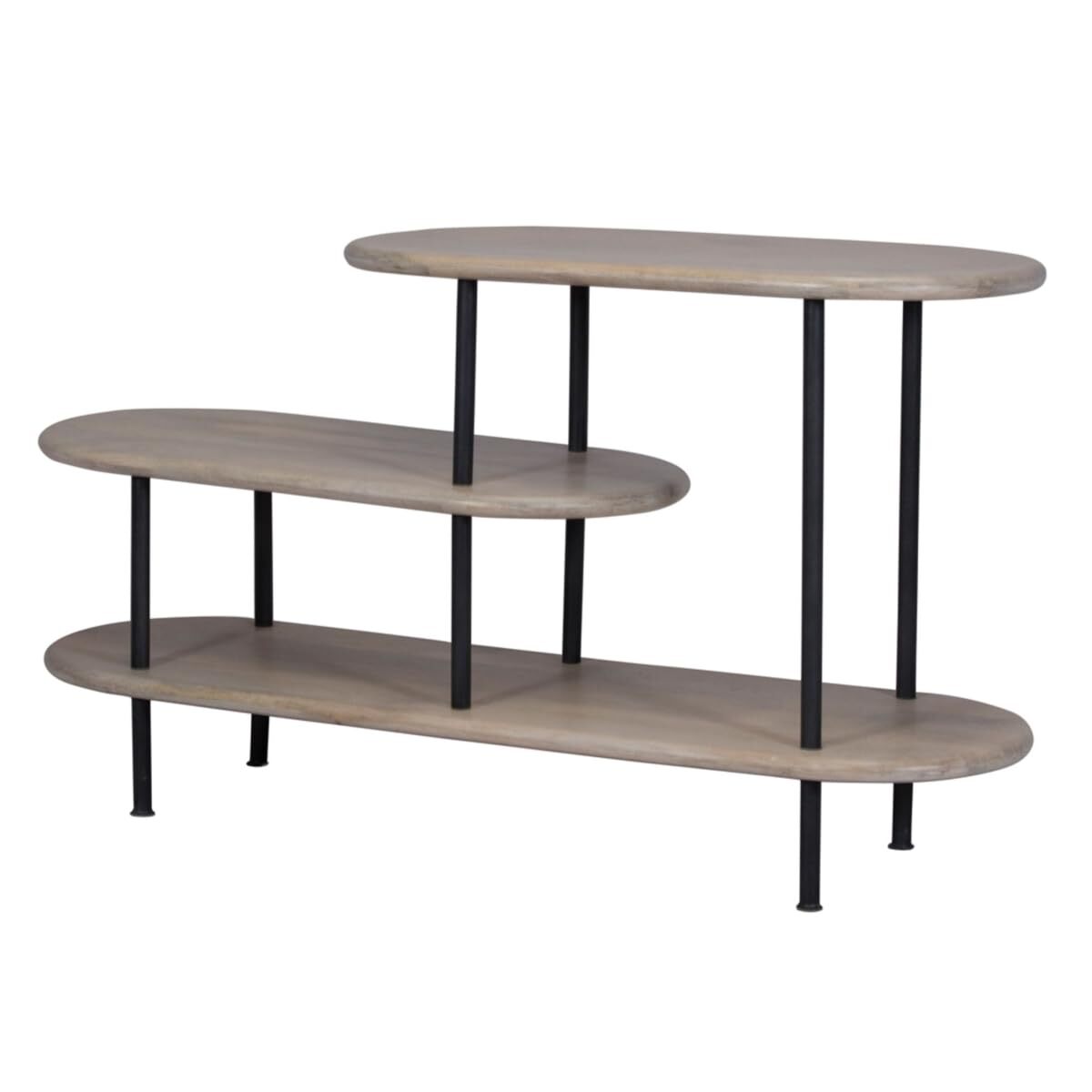 31 Трехъярусный книжный шкаф из белого и серого железа и массива дерева 85490₽