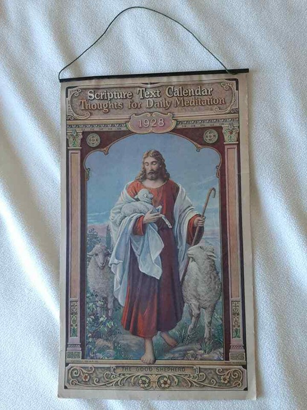 vintage 1928 Bible Scripture Text Calendar Thoughts for Daily Meditation