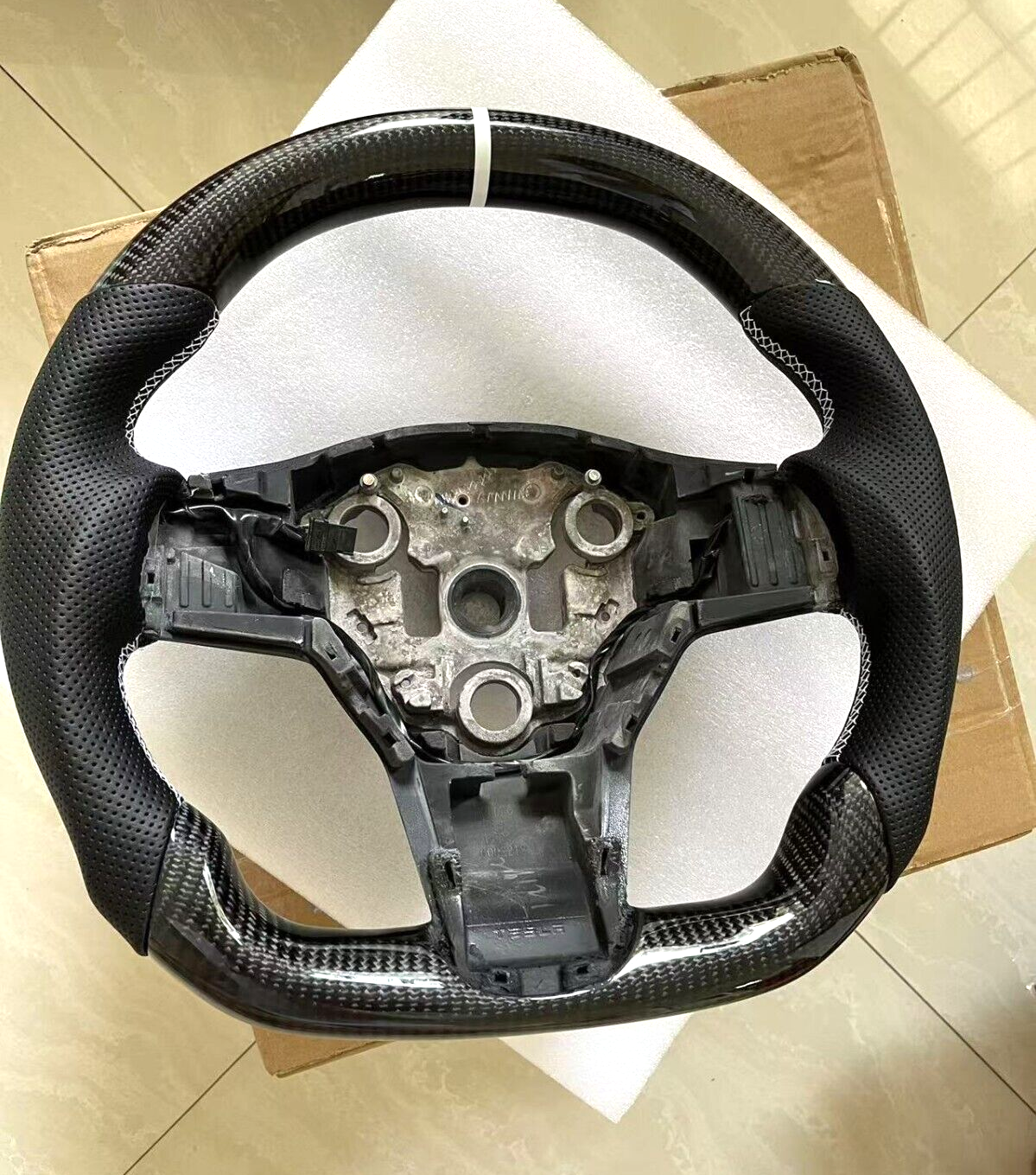 Real Carbon Fiber Steering Wheel Fits for Tesla model 3 model Y 2017-2024 black