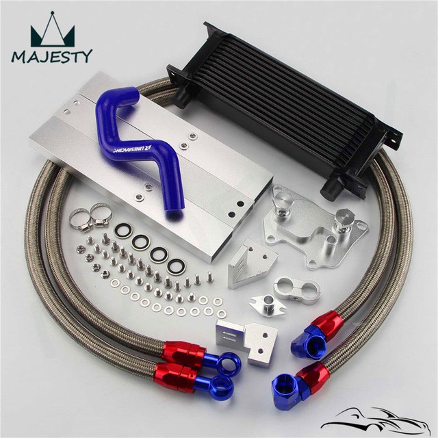AN10 13 Rows Oil Cooler + Oil Lines Kit Fits VW Golf MK7 GTI Engine EA