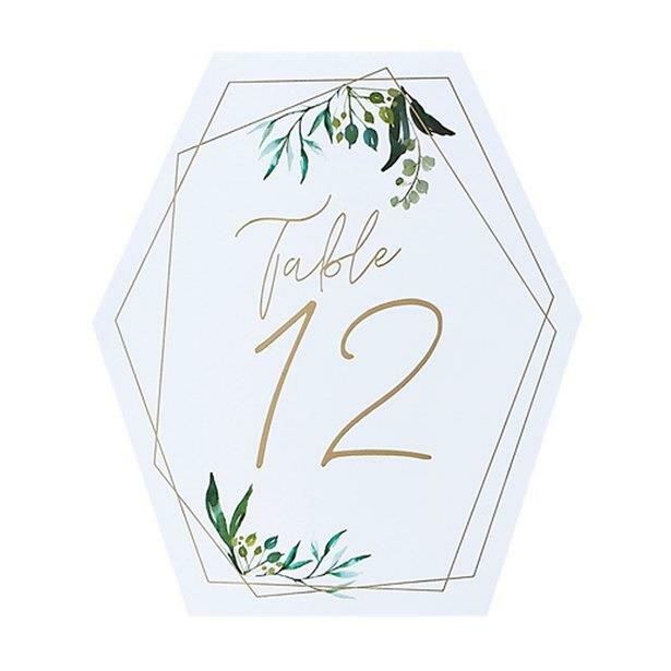 Wedding Decorations Geometric Placecards Eucalyptus Greenery Table Numbers 1-12