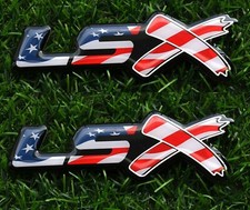2 Pcs Lsx Emblems 3d Logo Nameplate Ls 454 350 376 Badge Decal Flag