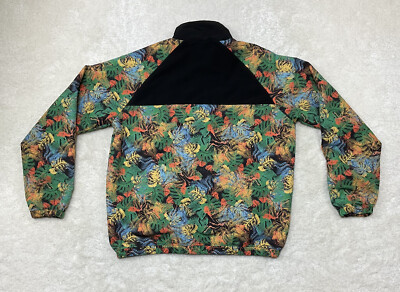 Staple Mens Size M Full Zip Up Long Sleeve Colorful Tropical Leaf
