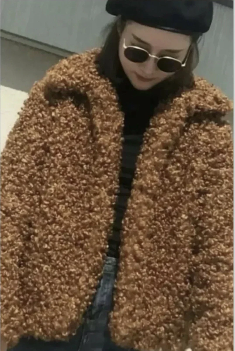 Curly faux deals fur jacket