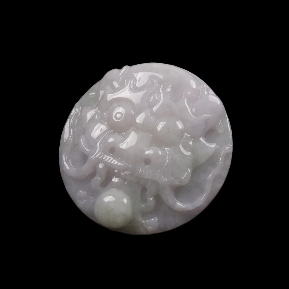 Certified Grade A 100% Natural Lavender Green Jadeite Jade Belt Buckle Dragon A1 - Image 4 of 4