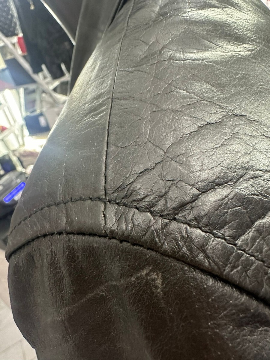 Veste En Cuir Vintage Tschul Pour Homme - Taille M | Noir | Style Motard | Fermeture Boutons