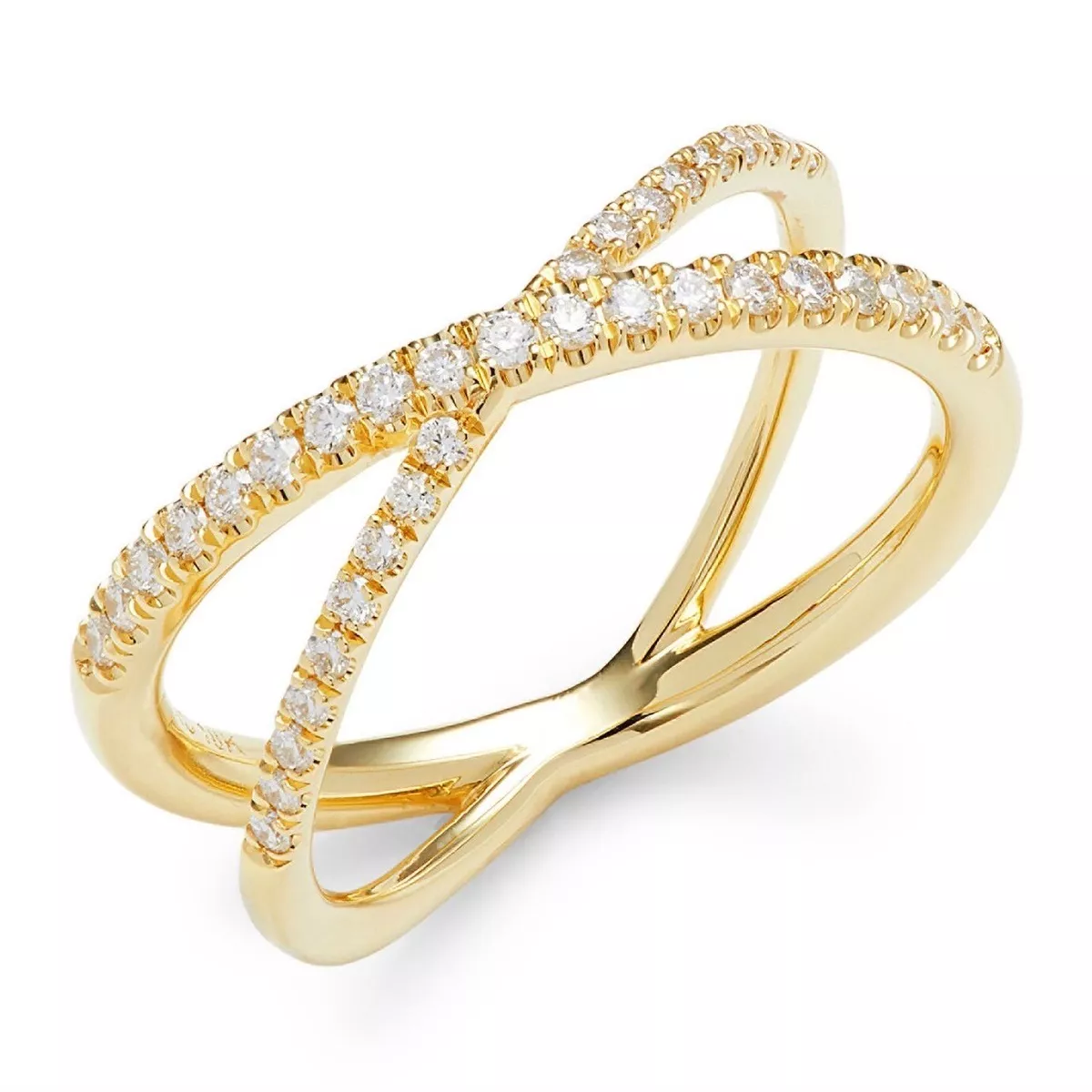 14K White & Yellow 1/2 CTW Diamond Criss-Cross Ring - 65232460001P |  Intrigue Jewelers