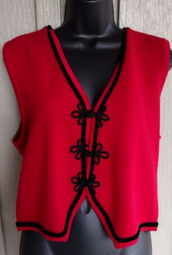 Vtg Talbot's Red Wool Vest With Velvet Pipping Siz
