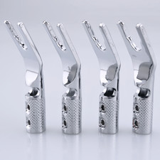 Rhodium Plated Pure Copper Y Spade Plug HiFi Audio Speaker Cable Fork Connector