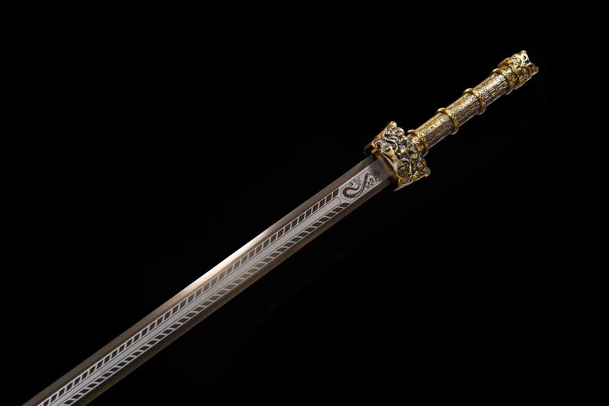 Golden Dragon Sharp Chinese Kung Fu Straight Sword Doube Edge Hexahedron Jian