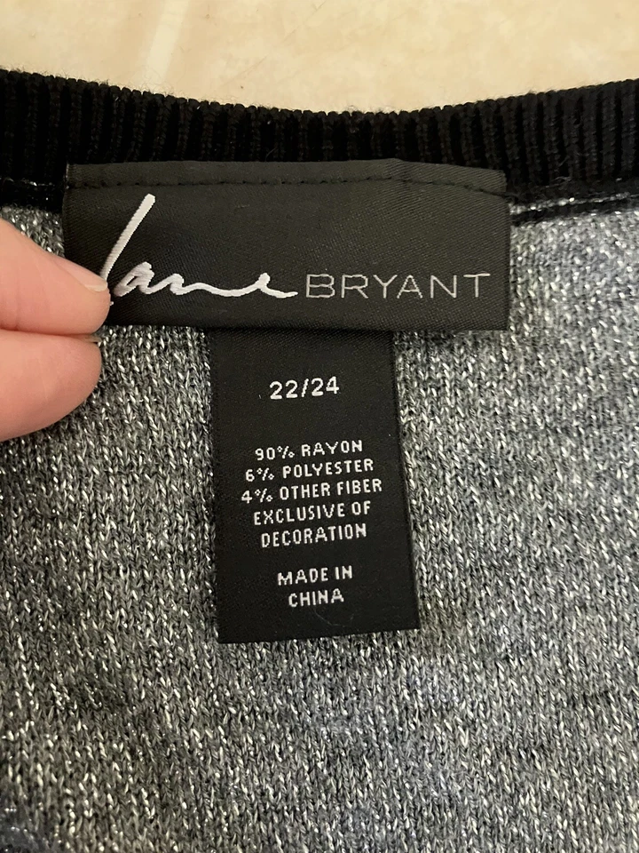 Vestido Suéter Tejido Pullover LANE BRYANT Talla 22/24 Negro y Plateado Manga 3/4 Foto 4 de 4