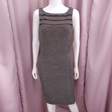 Calvin Klein Women's Gold Metallic Sleeveless Boat Neck Bodycon Pencil Dress 4