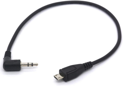 Angled 3.5 Mm to Micro USB Cable Adapter - Convert Micro USB B 5 Pin Male to 3 P