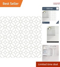 Peel Stick Floor Tiles White Gray Vinyl Lattice Pattern Easy to Install
