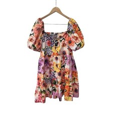 NWT Express Spring Meadow Tiered Puff Sleeve Square Neck Dress XL