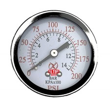 2" Air Pressure Gauge Center Back Mount 1/8" NPT 2" Dial - 0 to 200 PSI