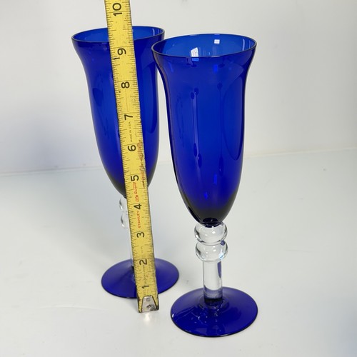 Vintage kobaltblaue Gläser - 8 Stück (4 Stile) - Wein Champagner Flöten - unbeschriftet - Bild 9 von 22