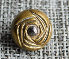 Antique Vtg Picture Button  Rose  Aprx: 1/2" #1522-C