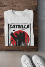 Catzilla T-Shirt Funny Catzilla Japanese Retro Cat Monster Tee