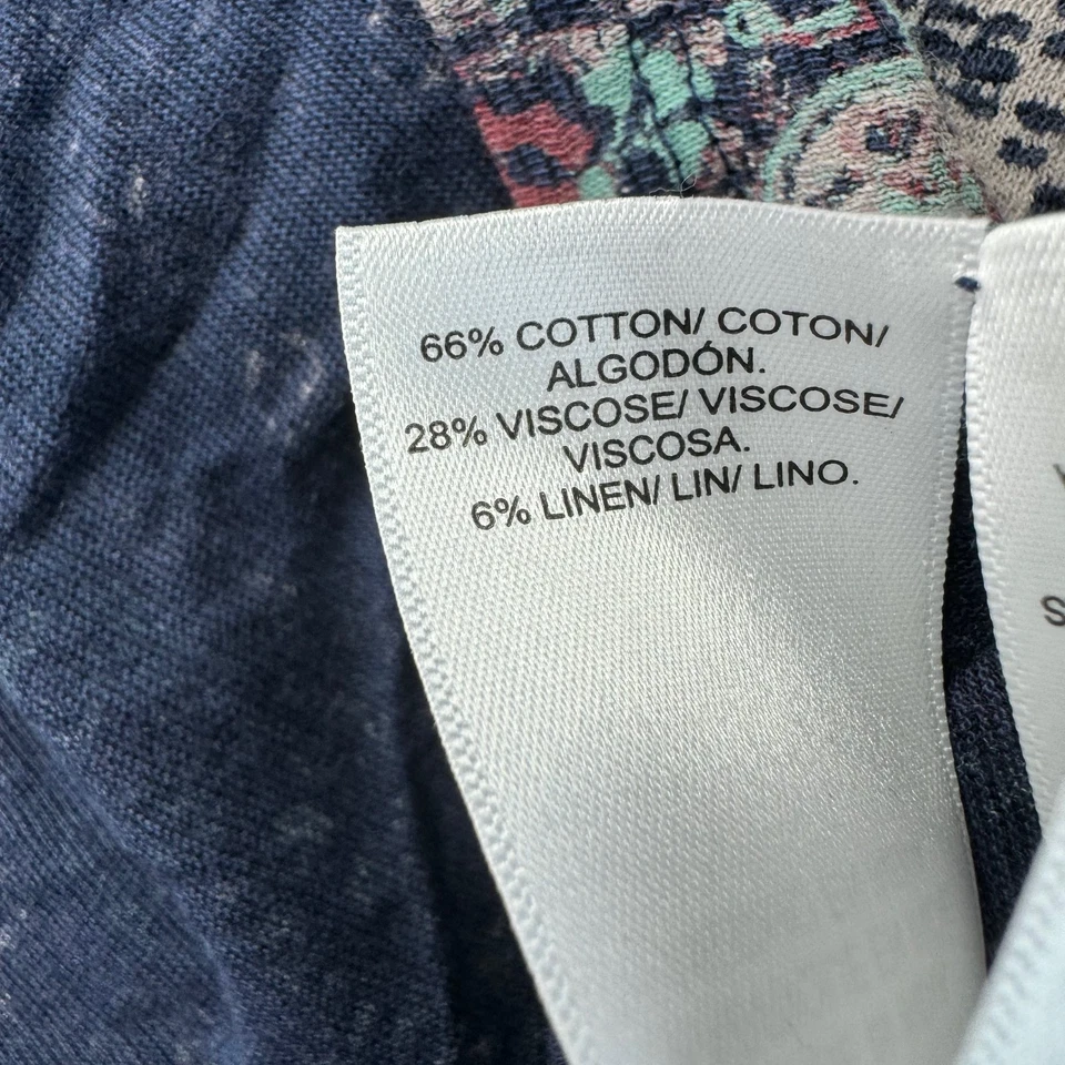 Blusa Camisa Lucky Brand Top Mujer Grande Azul Marino Manga Larga Paisley Boho Nueva con Etiquetas Foto 4 de 4