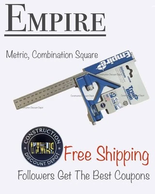 Empire Level 300 Mm True Blue Combination Square Metric Stainless MADE IN USA