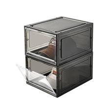 Hat Organizer Box,Stackable Clear Baseball Caps Holder 2 pack, black clear