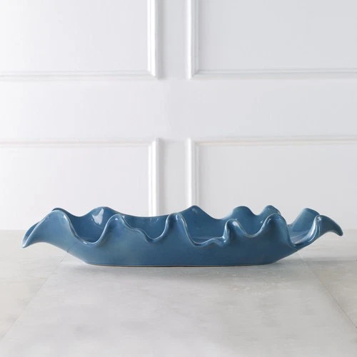 Uttermost 18052 Ruffled Feathers 24"W Earthenware Decorative Bowl - Blue - Picture 2 of 3