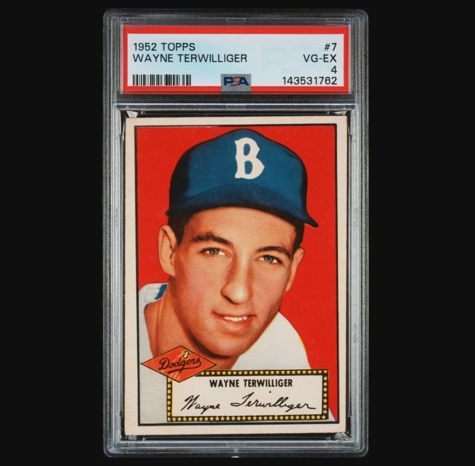 1952 Topps Wayne Terwilliger #7 Red Back PSA 4 Brooklyn Dodgers