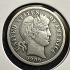 1906 Philadelphia Barber Dime 10C 90% Silver Very Fine Full LIBERTY Nice Luster!