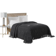 Beatrice Home Fashions Medallion Chenille Bedspread Queen Charcoal Medbspqncha