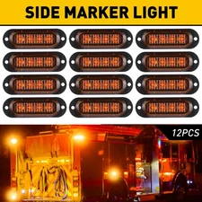 Red Amber 4-12pcs 4-LED Side Marker Light Assembly Clearance Light Truck Trailer