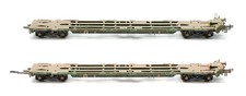 BACHMANN 'OO' GAUGE PAIR OF 37-316 INTERMODAL FLAT WAGONS *WEATHERED*