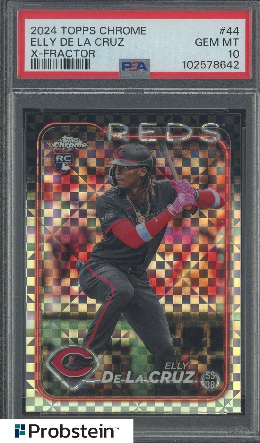 Elly De La Cruz 2024 Topps Chrome #44 X-Fractor RC Rookie PSA 10