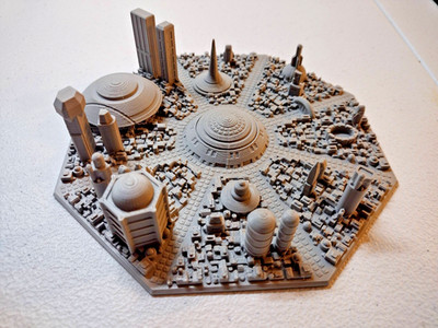 Sci-Fi Futuristic City Diorama 3D Printed Display Base Coruscant Style 5.5 