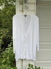NWT Talbots Covers Your Bottom Pretty White V-Neck Long Sleeve Cardigan 3X