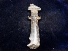 Old Nephrite Jade Stone Carved Sculpture Ancient Sword w/ Foo Dog Top #07292503