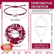 Equsion 12pc Cheerleader Gifts Necklace Bracelet Hair Ties Team Accessories