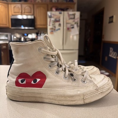  Converse Comme Des Garcons Play Hi White Canvas 70s Sz 6