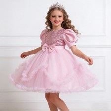 Kids Girls Tutu Dress Princess Pageant Bowknot Wedding Gown Evening Party Child