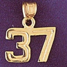 Number 37 Charm Pendant 14k Gold 1.2 Grams