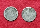 1857 Silver Seated Liberty 10c Ten Cents Lot Of Two VG & VF Detail