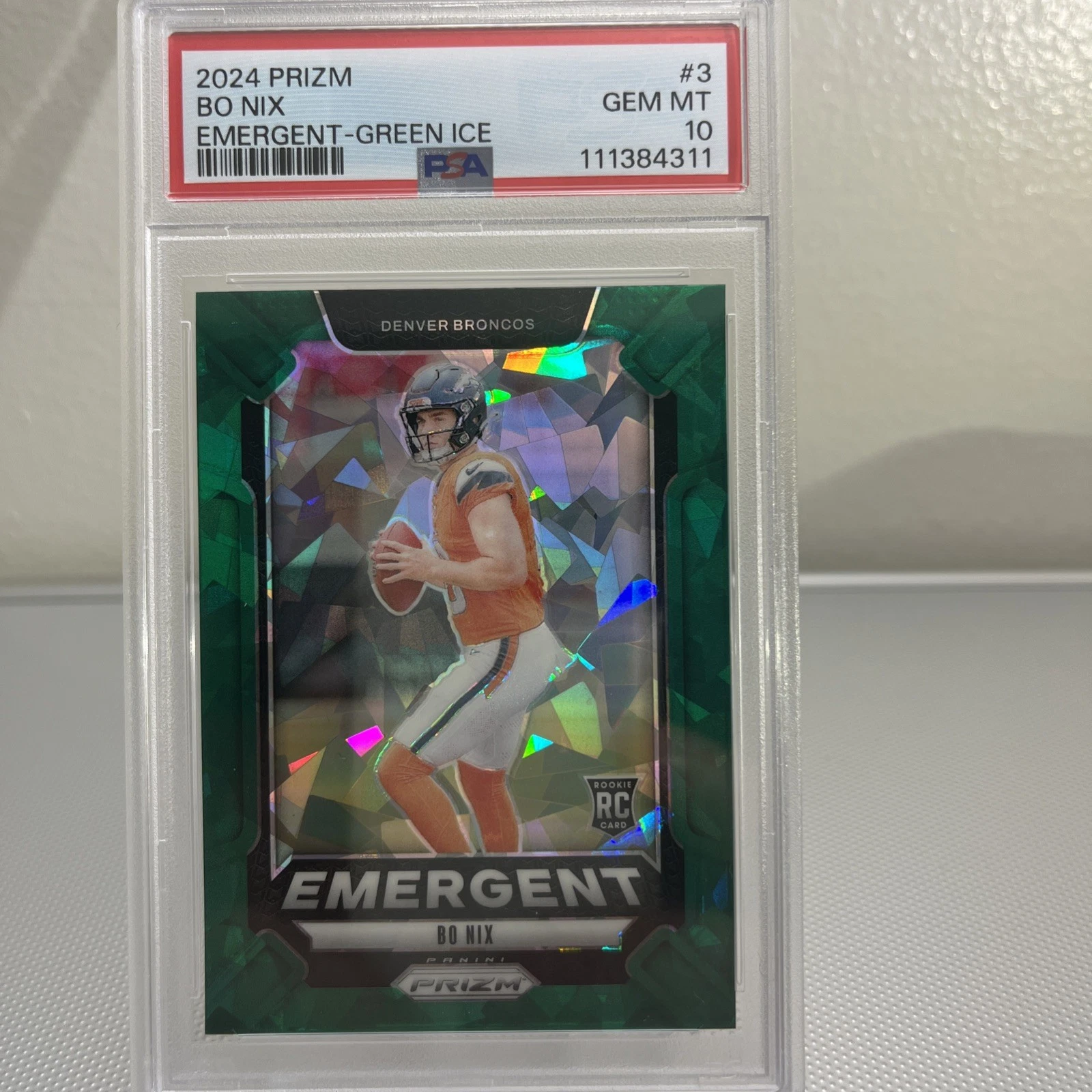 Deal for 2024 RC Panini Prizm Emergent #3 BO NIX Green Ice Rookie Broncos PSA 10 GEM