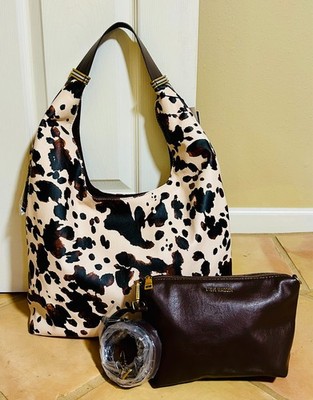 STEVE MADDEN Multi COW Print BDEMPSY Hobo BAG & Small BROWN Crossbody BAG NWT