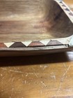 MCM Acacia Wood Serving Bowl Inlaid Geometric Trim Folk Art Tray — photo 3